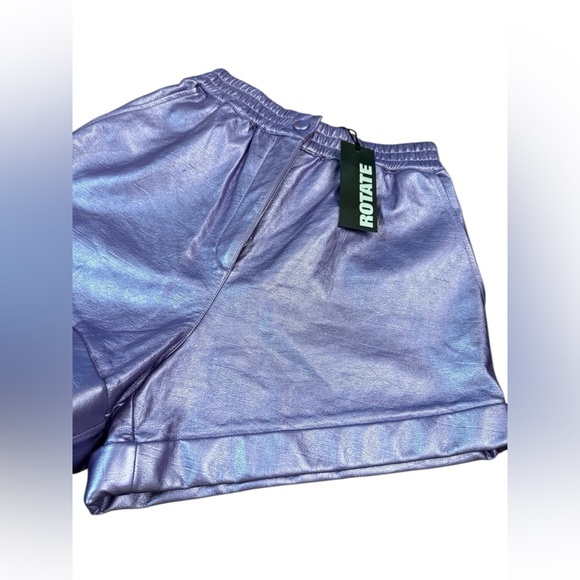 ROTATE BIRGER CHRISTENSEN Belina embossed-logo metallic shorts in Lilac Size 2 - Picture 6 of 11